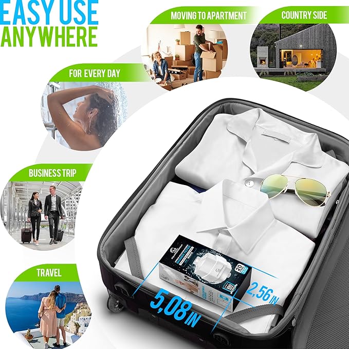 AquaHomeGroup 20 Stage Shower Filter for Hard Water - High Output Universal Shower Head Filter for Chlorine, Fluoride, Heavy Metals - Vitamin C E Shower Water Filter for Hair and Skin (White)