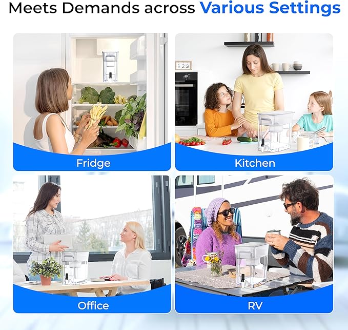 Waterdrop 35-Cup Slim Water Filter Dispenser, Large Capacity, 200-Gallon Long-Life, Faster Filtration, Reduces Chlorine, PFOA/PFOS and More, BPA Free, White (with 1 Filter)