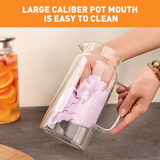 Glass Pitcher with Lid, 1200ml Leak Proof,Glass Water Jugs, BPA-Free,Microwave & Dishwasher Safe Pitcher,Sun & Iced Tea, Sangria,Cold Brew Coffee & More