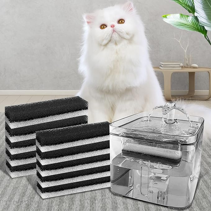 10 Pcs Pet Fountain Filters Replacement for WF020 Cat Water Fountain, Dog Water Dispenser Cat Fountain Filters