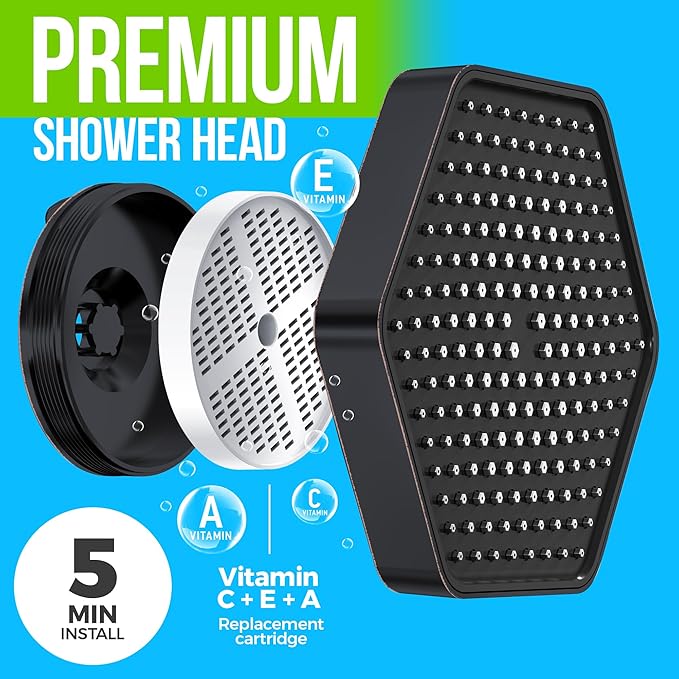 AquaHomeGroup Luxury Filtered Shower Head Set - 20 Stage Shower Filter for Hard Water, Chlorine, Fluoride, Heavy Metals - Water Filter Shower Head with Vitamin C E A Patent Pending (Bronze Black)
