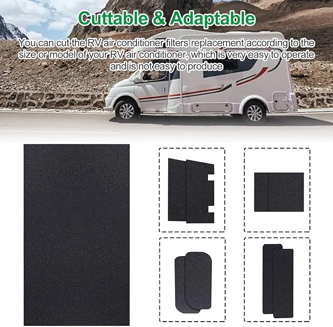 HIFROM Cut To Fit Rv Ac Filter Replacement,Rv Air Conditioner Filter,Rv Ac Air Filter 39.4 × 15.7 × 0.5 Inch,Foam Air Filter Black