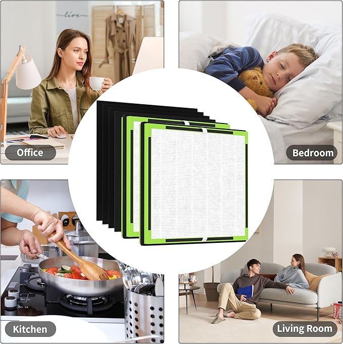 2 Packs IAF-H-100D Replacement Filter D Compatible with Idylis AC-2118 AC-2123 IAP-10-280 IAP10280 Air Purifi-ers D Type, Includes 2 Premium Filter & 4 Carbon Filters