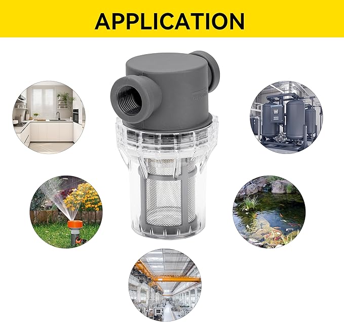 1/2'' Female NPT in-Line Strainer - Garden Hose Filter for High Pressure Washer, Sediment Filter with 30 Mesh Stainless Steel Screen (1/2'' 30 Mesh)