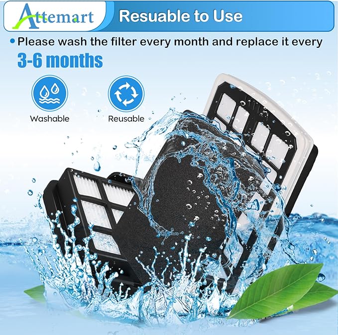 Replacment Filter Compatible with Eureka NEN186BL NEN180 Bagless Canister Vacuum Cleaner Replacement Parts, 2 Filters & 2 Dust Cup Filters Element, 4 Pack