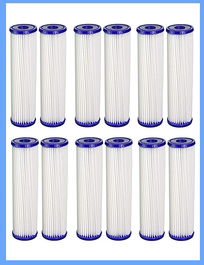 CFS – 12 Pack Pleated Sediment Water Filter Cartridges Compatible with Pentek S1 Models – Remove Bad Taste and Odor – Whole House Replacement Filter Cartridge – 20 Micron – 10" x 2.5"