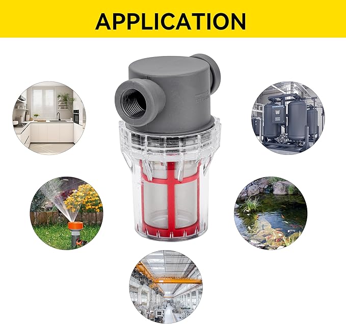 1/2'' Female NPT in-Line Strainer - Garden Hose Filter for High Pressure Washer, Sediment Filter with 200 Mesh Stainless Steel Screen (1/2'' 200 Mesh)
