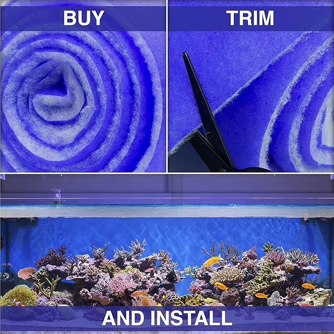 Big Kahuna Aquarium Filter Floss Rolls – 12-inch Pond and Aquarium Filter Media – 1-inch Thick Wet/Dry Aquarium Filter Pad – Bonded Filter Media Pad for Freshwater or Marine Aquariums, Ponds – 6ft