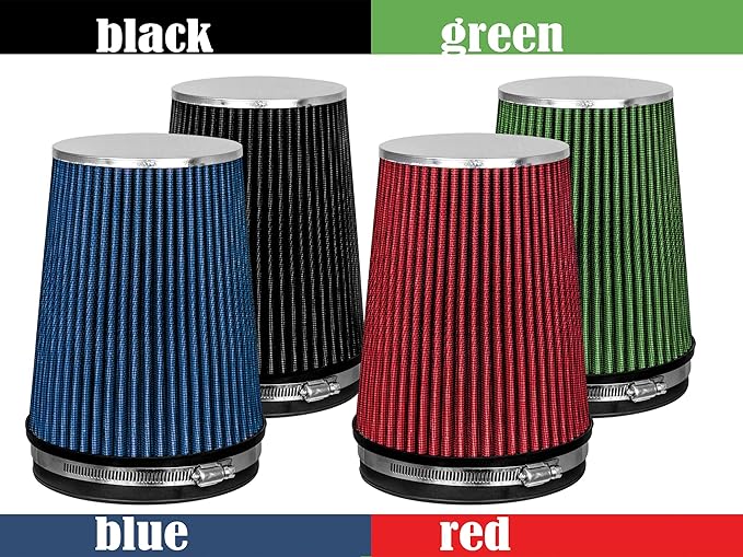 Mortar Aftermarket Auto Air Filter – 6 In Flange ID Car Enthusiast Class Universal Cold Air Intake Gulps in More Air for More Engine Power & Passionate Induction Sound, Length 8 In, Black