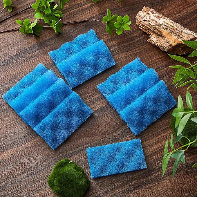 Maxcheck 10 Pcs Bio Sponge Foam Compatible with 106/107 Foam Filters Media Replacement Sponges for Aquarium Filters Fish Tank Accessories, Blue