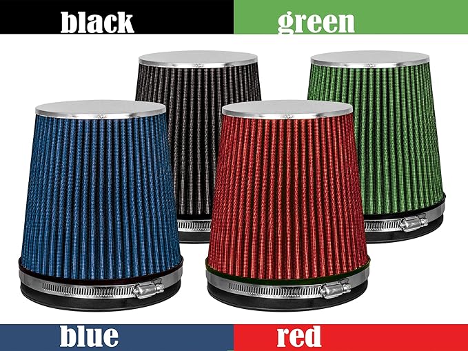 Mortar Aftermarket Auto Air Filter – 6 In Flange ID Car Enthusiast Class Universal Cold Air Intake Gulps in More Air for More Engine Power & Passionate Induction Sound, Length 6 In, Black