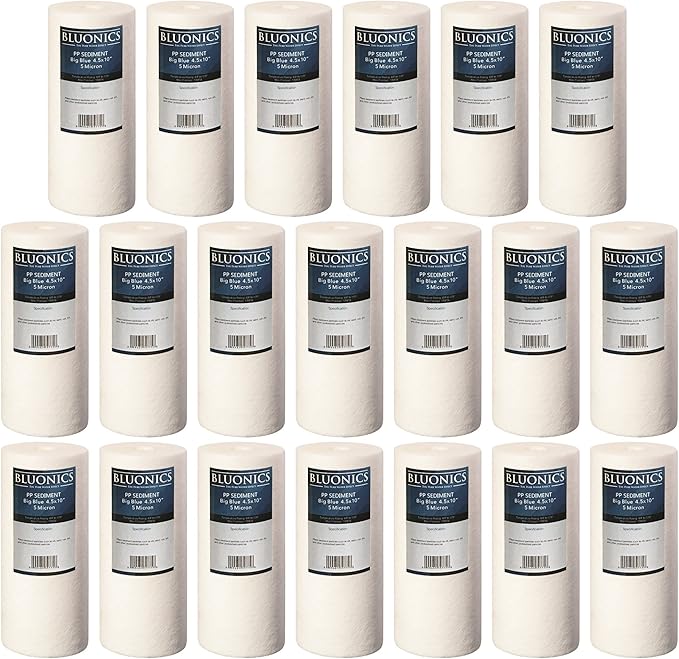BLUONICS Sediment Water Filters 20-pack (5 Micron) 4.5" x 10" Whole House Cartridges
