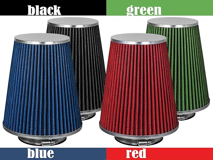 Mortar Aftermarket Auto Air Filter - Car Enthusiast Class Universal Cold Air Intake Gulps in More Air for More Engine Power & Passionate Induction Sound, 8-In-Long, Flange ID 4 In, Red