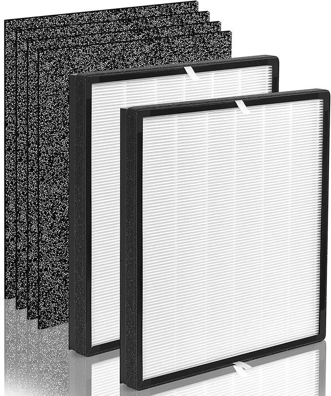 FLT5900 Filter J Compatible with Germ-Guardian Air Puri-fier Filter FLT5900, Fit for Models AC5900WCA and AC5900WDLX, 2 H13 HEPA Filters & 4 Carbon Pre-filters