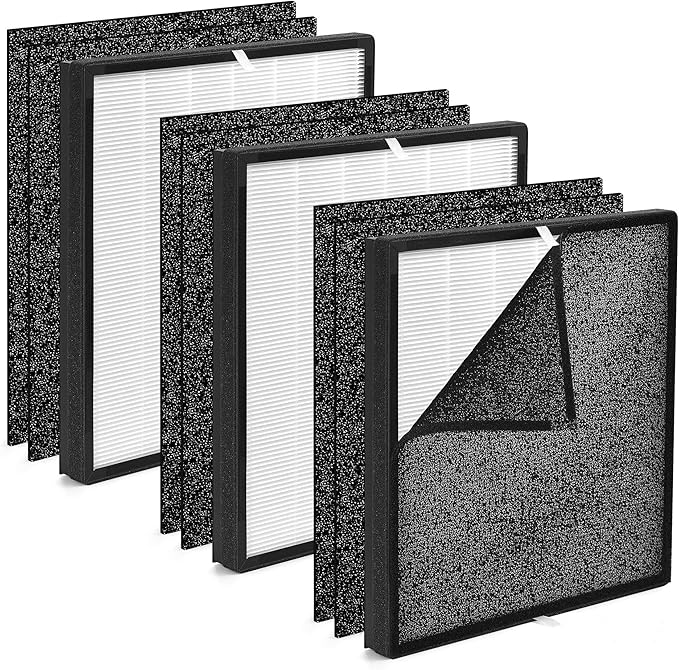 FLT5900 Filter J Compatible with Germ-Guardian Air Puri-fier Filter FLT5900, Fit for Models AC5900WCA and AC5900WDLX, 3 Main Filters & 6 Carbon Pre-filters
