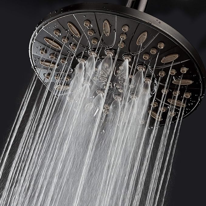 AquaDance OIL RUBBED BRONZE High Pressure 6-Setting 7" Rain Shower Head – Angle Adjustable, Anti-Clog Showerhead Jets, Tool-Free Installation - USA Standard Certified - U.S. Brand