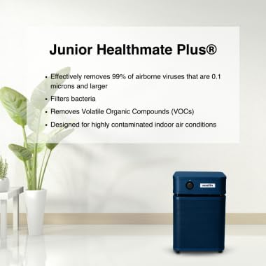 Austin Air HealthMate Plus Junior Air Purifier Midnight Blue - Advanced 4- Stage Filtration Air Purifiers For Home with Activated Carbon & Zeolite - Ideal as Air Purifiers for Bedroom, Model A250