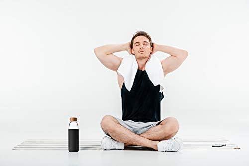 veegoal 25 Oz Borosilicate Glass Water Bottles with Bamboo Lid, BPA-FREE, Non-Slip Silicone Sleeve, and Stainless Steel Leak Proof Lid - Reusable Glass Bottle for Men and Women