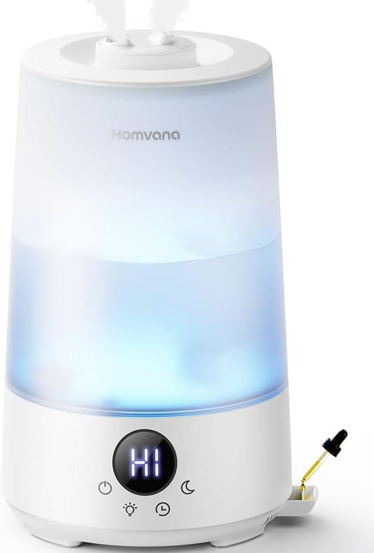 Homvana 3.6L Cool Mist Humidifiers for Bedroom, Large Room, Home, Whole House, Office, Living Room, 34H Top Fill Easy to Clean, Humidifier for Baby, Nursery, Infants, Kids, Toddlers, BPA-Free (White)