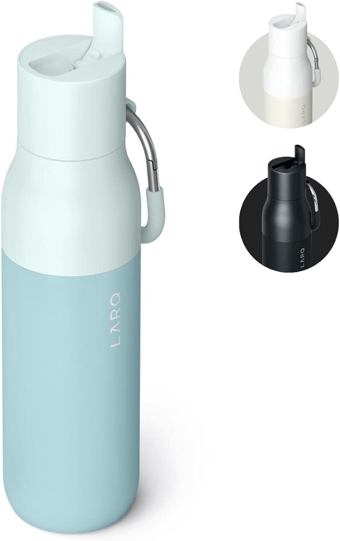 LARQ Bottle Flip Top 17 oz - Reusable Insulated Stainless Steel Water Bottle With Straw | BPA Free | For Sports, Gym, and Travel | Keep Drinks Cold for 24 Hours, Seaside Mint