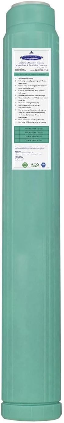Crystal Quest Alkalizer, Ionizer, Mineralizer & Oxidation Cartridge – Boosts pH & Alkalinity, Enhances Taste with Essential Minerals, Long-Lasting Performance, Easy Installation 2-7/8” x 20”