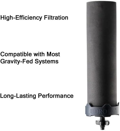 Boroux Foundation. Black Replacement Water Filter - Replacement For Berkey BB9-2 and Gravity-Fed Water Filter Systems
