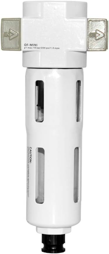 Beduan 3/8" Air in-line Compressed Particulate Filter,Moisture Water Trap Filter With Visible Bowl,Semi-Auto Drain(MINI)