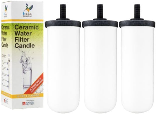 British Berkefeld Doulton W9120133 8B76 7" Ultra Fluoride Gravity Drinking Water Ceramic Replacement Candle Element Filter 3 Pack