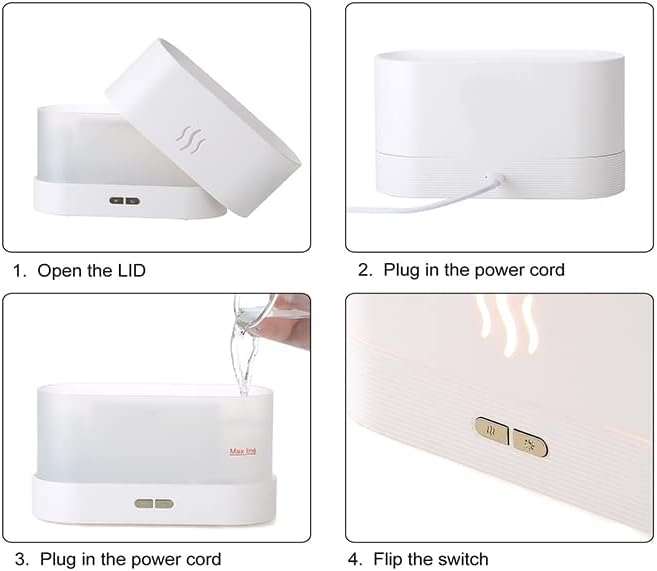 ZWMBYN Flame Air Diffuser Aromatherapy Air Humidifier, 180ml Cool Mist Mini Humidifier Desktop Air Aroma Diffuser, Auto-Off Safety Switch Noiseless Aroma Diffuser for Home Office