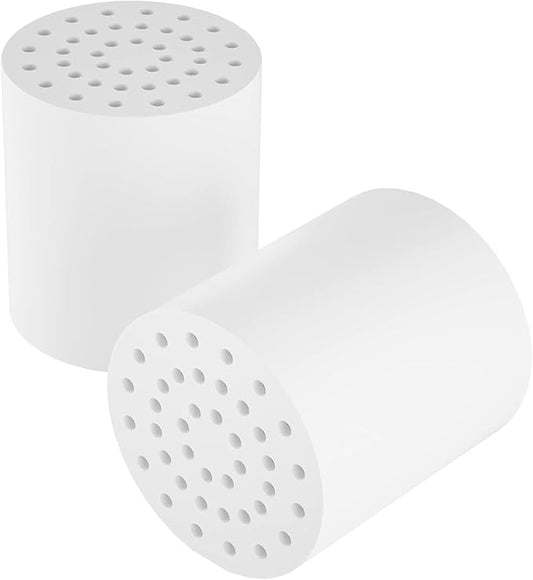 SR SUN RISE 20-Stages Shower Filter Replacement Cartridges - Universal Fit for Most Shower Head Filters, Reduces Chlorine & Chemicals, pH Balanced Water for Soft Skin & Healthy Hair（2-Pack）