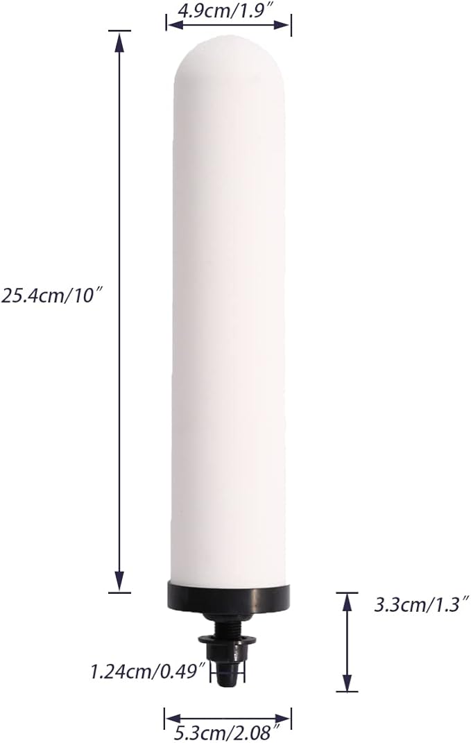 HUINING 4PCS 10-inch Replacement Ceramic Filter Candle with Activated Carbon for Countertop Gravity Water Filter Systems