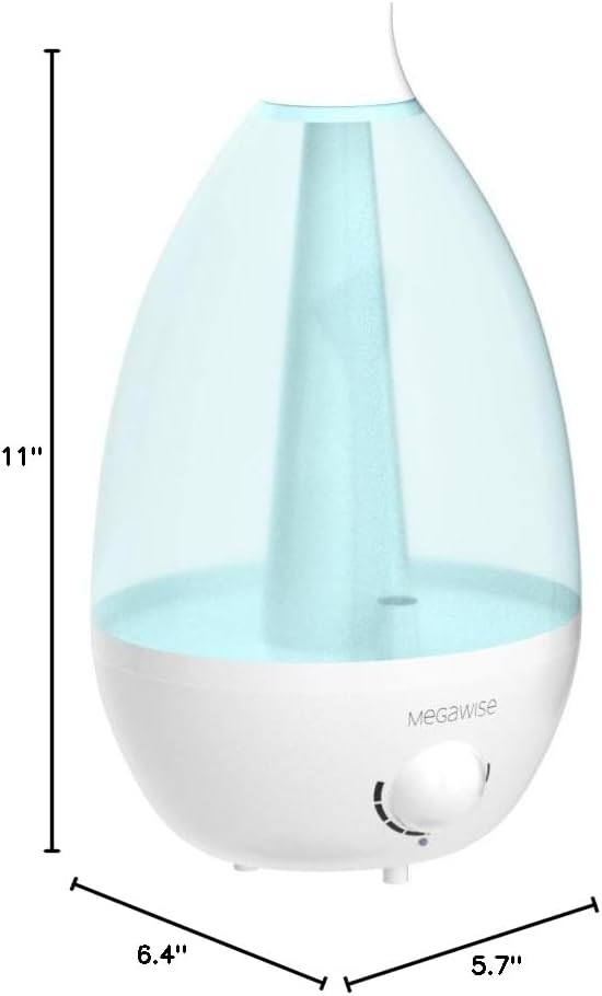 MegaWise Ultrasonic Cool Mist Humidifier SK7620 - 1.5L Capacity, Whisper-Quiet Operation, Adjustable Mist Output, Auto Shut-Off - Ideal for Home, Office, Baby Room, and Bedroom