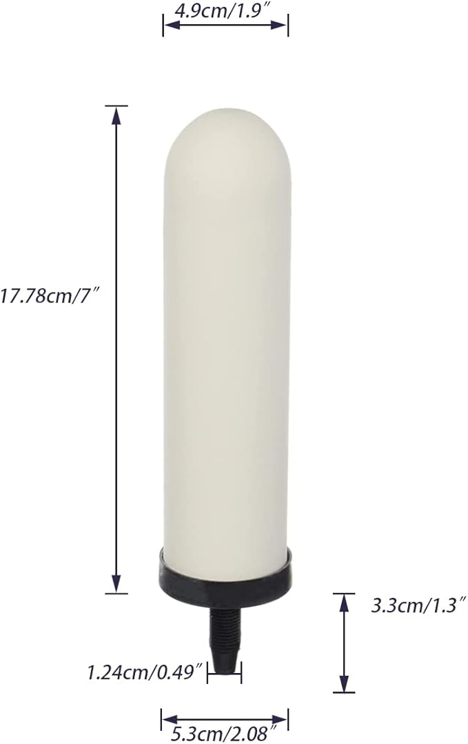 HUINING 7-inch Replacement Ceramic Filter Candle with Activated Carbon for Countertop Gravity Water Filter System and Cooler Filtration Systems