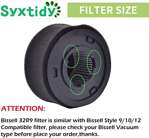Filter Replacement for Bissell Powerforce Helix Rewind Pet Compact, Turbo Bagless Deluxe Vacuum, Part 203-7913,32r9,1240,82H1,2037913,62x5,65793,68c71, 2 Pack