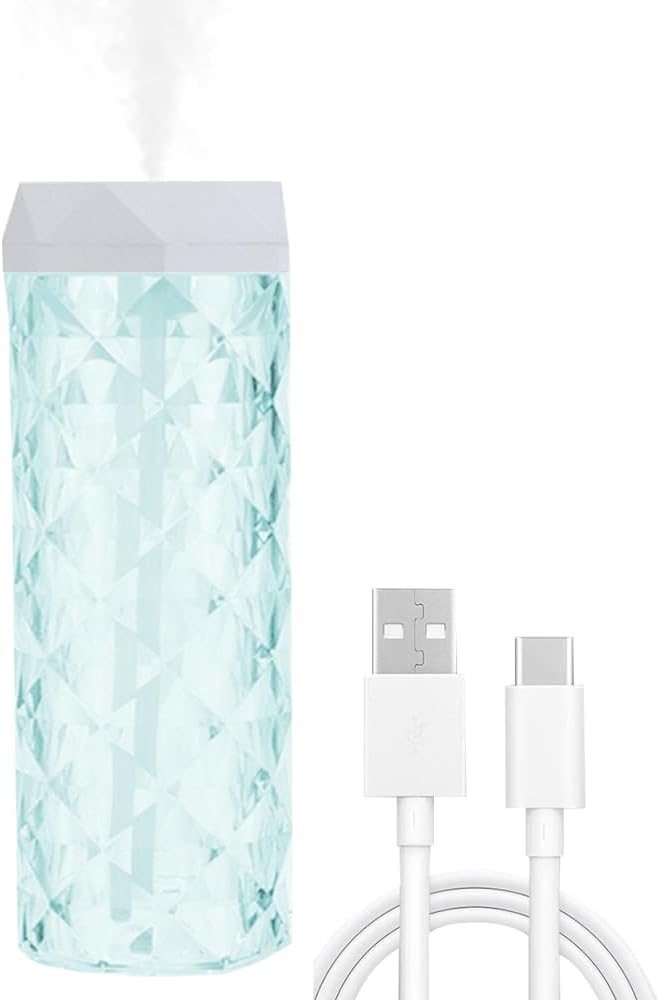 USB Desktop Crystal Humidifier 400ml with 7 Colors LED Night Light, No Noise Suitable for Home, Office, Desk, Bedroom and Babies Room and No Battery (400ml)