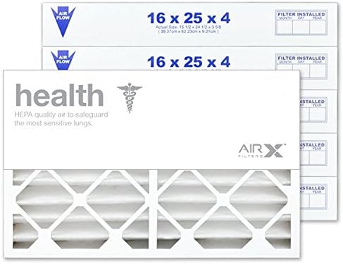 AIRX WICKED CLEAN AIR. 16x25x4 Air Filter MERV 13 Pleated HVAC AC Furnace Air Filter, Health 6-Pack, Made in the USA