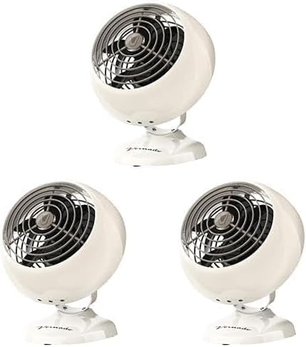 Vornado VFAN Mini Classic Personal Vintage Air Circulator Fan, Vintage White- Classic Base, Small (Pack of 3)
