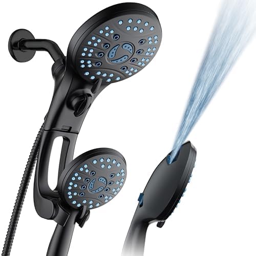 Hotel Spa AquaCare for California As-Seen-On-TV High Pressure Handheld Rain 50-mode 3-way Shower Head Combo with Adjustable Arm, Anti-clog Jets, Tub & Pet Power Wash, 6 ft. Hose, Matte Black