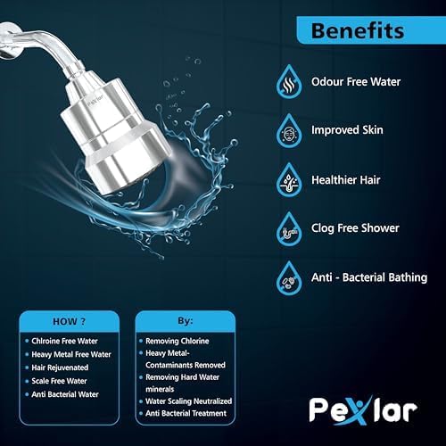 Multi Stage Shower Head Filter for Hard Water, Shower Water Filter for Removing Chlorine and Fluoride, Hard Water Shower Filter Improves on Skin, Hair and Nails, Polished Chrome - 3 Spray Mode