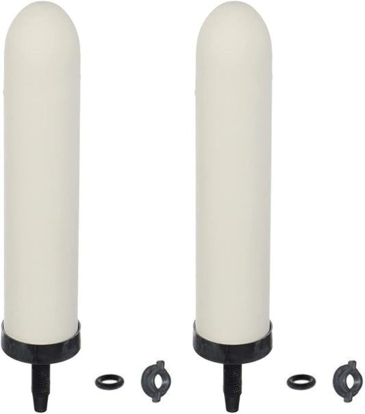 HUINING 2PCS 10-inch Replacement Ceramic Filter Candle with Activated Carbon for Countertop Gravity Water Filter System,Household Water Bucket, Water Cooler Filtration Systems Water Pitcher