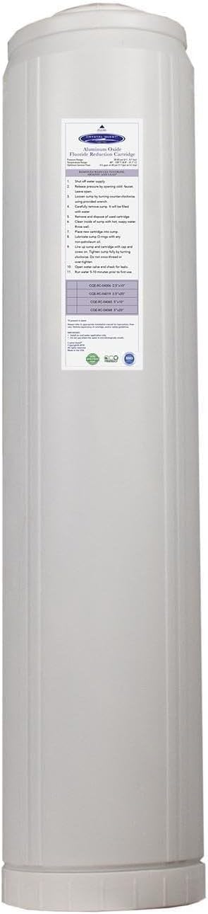 Crystal Quest Aluminum Oxide Fluoride Reduction Filter Cartridge, 4-5/8” x 20, Advanced Media, 6 GPM Flow Rate, Reduces Fluoride Up to 15,000 ppm, Long-Lasting, Easy Installation & Maintenance