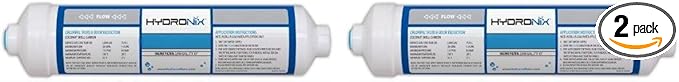 Hydronix ICF-10Q Inline Post Activated Carbon Water Filter Replacement Cartridge with 1/4-Inch Quick Connect for Refrigerator, Ice Maker, RO Reverse Osmosis System, 2000 Gallons (2 Pack)