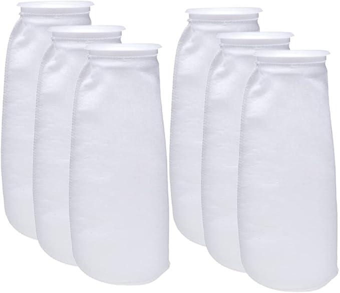 ALEGI Aquarium Filter Socks 4 inch by 14 Inch Long, 200 Micron - 4 Inch Ring Aquarium Felt Filter Bags 6Pack