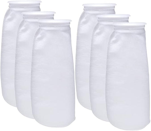 ALEGI Aquarium Filter Socks 4 inch by 14 Inch Long, 200 Micron - 4 Inch Ring Aquarium Felt Filter Bags 6Pack