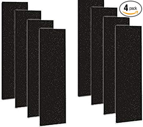 CFS – Carbon Activated Pre-Filter Compatible with FLT4825 HEPA Filter, AC4800 Series, Filter B Models – Fresh & Filtered Air for Indoor – Charcoal Air Filter Sheet – 4.8"x15.75" – Black (8 Pack)