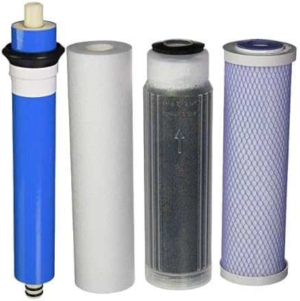 CFS – Reverse Osmosis Deionization 10" Replacement Filter Kit Includes Sediment, Carbon, Color Indicating DI Cartridges Compatible with Aquatic Life – Removes Bad Taste (Filter Kit with Membrane)