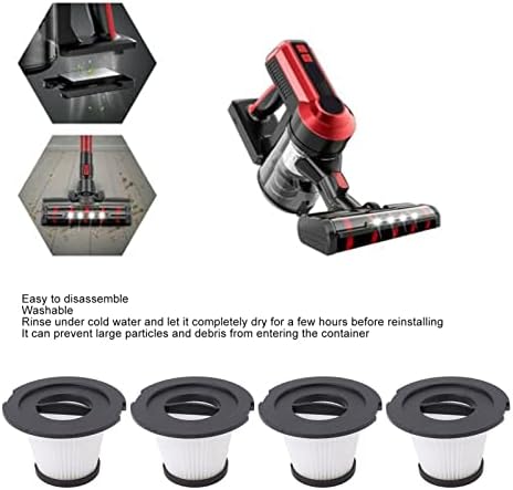 Vacuum Replacement Filter, 4pcs Vacuum Cleaner Replacement Filters Washable Vacuum Filter Detachable Filter Accessory for MooSoo K17 INSE N6S