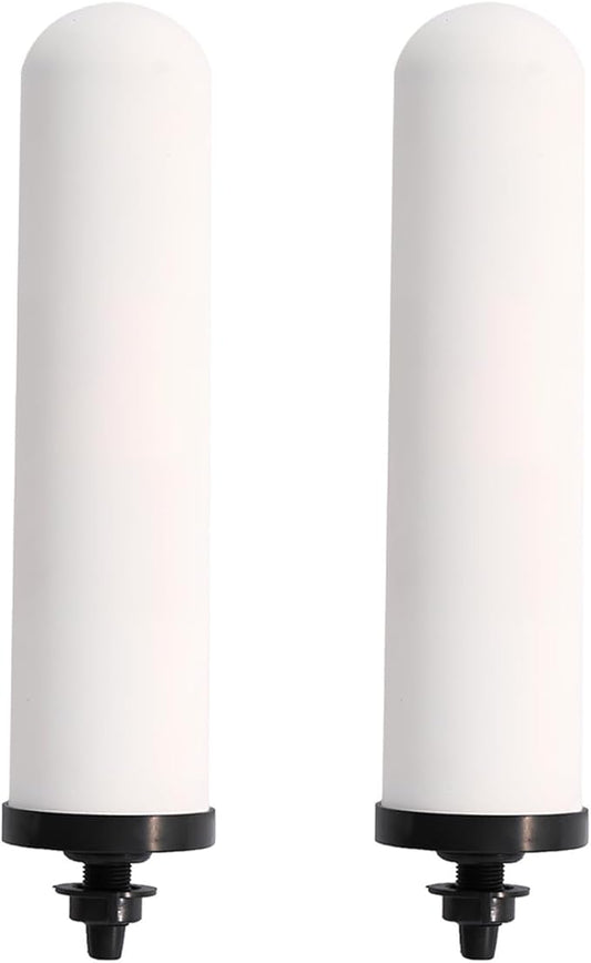 HUINING 2PCS 7" Ceramic Filter Candle Activated Carbon Replacement Filters Compatible with ProOne and Berkey Countertop Gravity Water Filter System, Household Water Bucket,Water Cooler Filtration