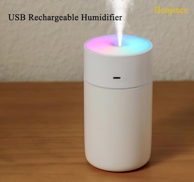 Humidifier, Humidifiers for Bedroom with Colorful Atmosphere Lights,2 Mist Modes Quiet, Easy to Clean, Small Portable for Plants, Baby, Car, Travel and Office(White)