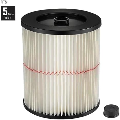 17816 9-17816 Red Stripe Vacuum Cartridge Filter Compatible Craftsman Shop Vac Wet/Dry Vacuum Models 5, 6, 8, 12, and 16 32 Gal. Vacuums produced since 1988 8.5 Inches- White/Red